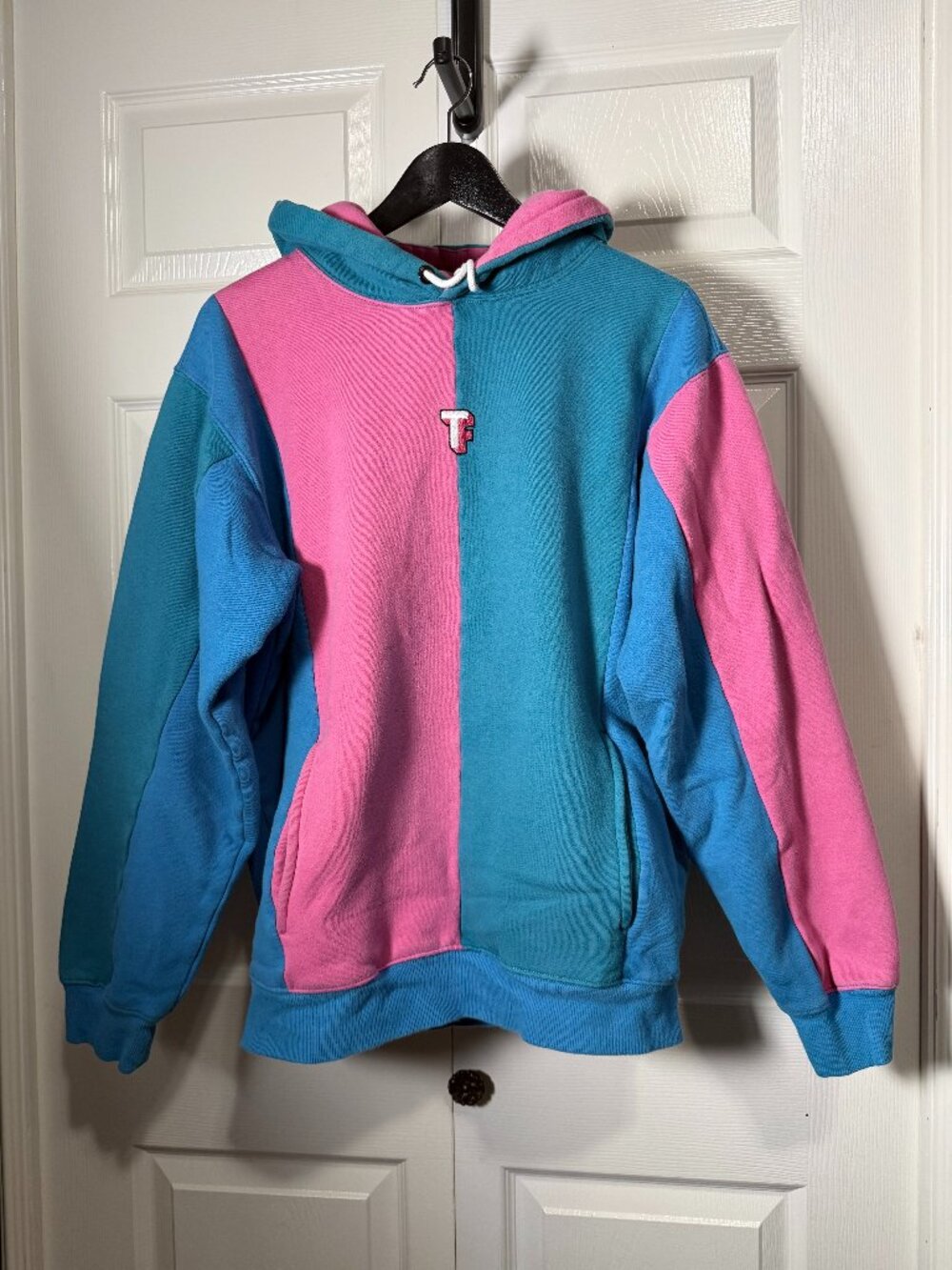 Teddy Fresh OG Colorblock Hoodie Pink Teal Blue Size L